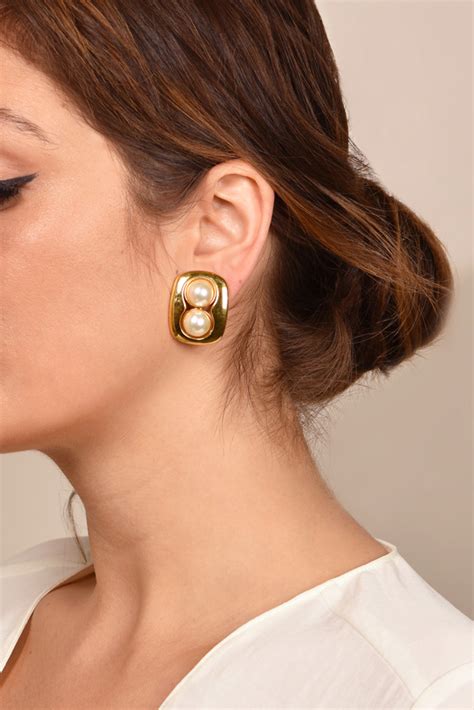 gucci pearl hoop earrings|Gucci orecchini earrings.